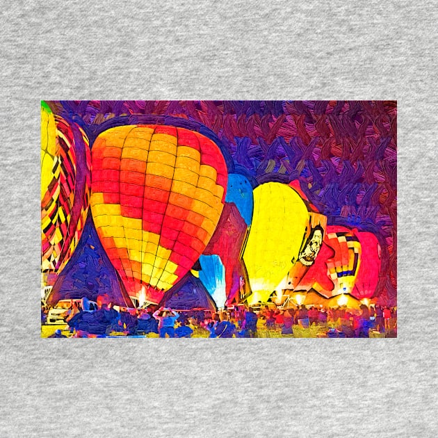 Night Hot Air Balloon Festival In Fauvism by KirtTisdale